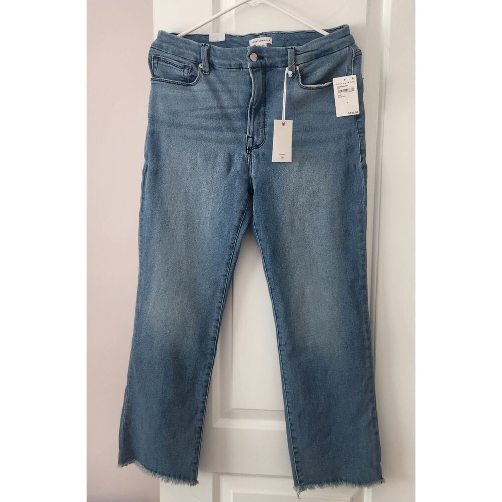 NWT Good American GOOD LEGS STRAIGHT JEANS GSPFH941T Size 10/30 Inseam 27.5" - Picture 2 of 12